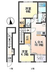 サンライズ南陽 2LDKの間取図画像