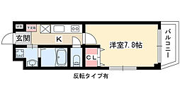 アールズコート富が丘 1Kの間取図画像