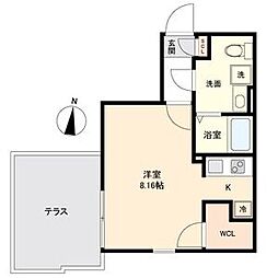 ブランシェ桜山シャンブルー ワンルームの間取図画像