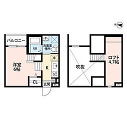 DearcourtNadia ワンルームの間取図画像