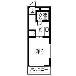 ヤングヴィレッジ 1Kの間取図画像