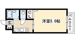 サンシャイン上前津 1Kの間取図画像