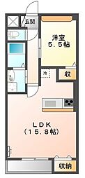 ルミエール・ドゥ 1LDKの間取図画像
