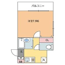 タウンコートパル 1Kの間取図画像