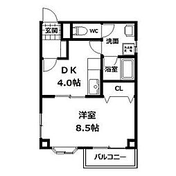 カサデナカノ 1DKの間取図画像