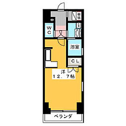 プレディアスタイル白川公園 ワンルームの間取図画像