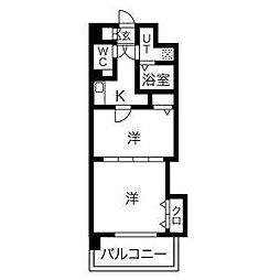 セントラル名古屋 2Kの間取図画像