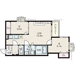 Tidy中島 2LDKの間取図画像