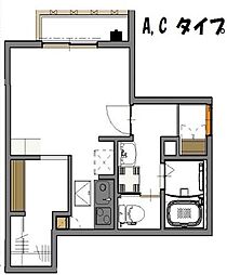 APEXローゲン 1階1Kの間取り