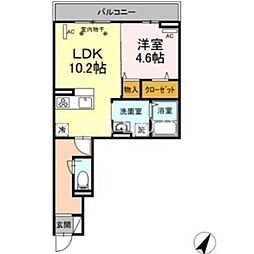 プラティア 1LDKの間取図画像