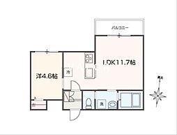 座間市入谷西4丁目アパート 1LDKの間取図画像