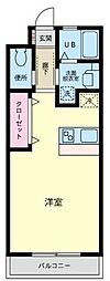 ヴィラアンジュ ワンルームの間取図画像