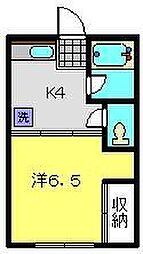 けやき荘 1Kの間取図画像