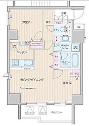 日神パレステージ小田急相模原フロント 2LDKの間取図画像