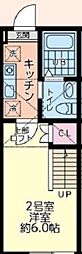 Palette Base北里 1Kの間取図画像