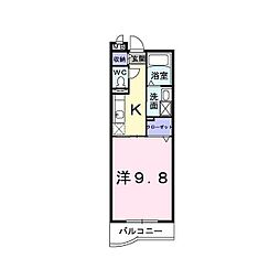 サンディエールエムズ 1Kの間取図画像
