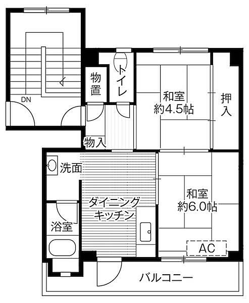 ビレッジハウス婦中2号棟 0102｜富山県富山市婦中町下坂倉(賃貸マンション2DK・1階・38.06㎡)の写真 その2