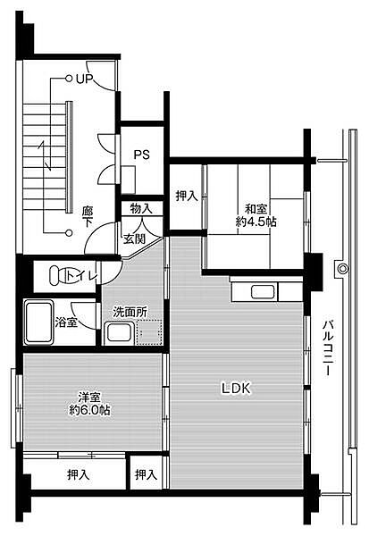 ビレッジハウス佐野米山1号棟 0302｜栃木県佐野市米山南町(賃貸マンション2LDK・3階・53.50㎡)の写真 その2