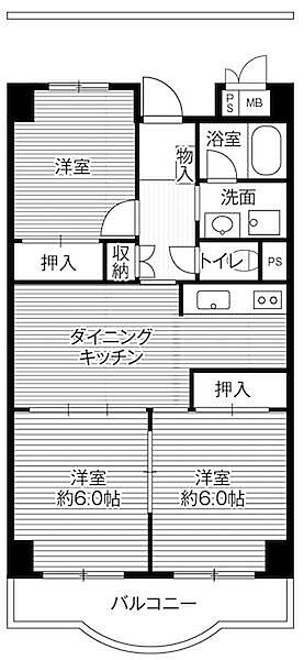 ビレッジハウス芝浦タワー1号棟 0307｜東京都港区海岸３丁目(賃貸マンション3DK・3階・60.58㎡)の写真 その2