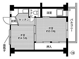 ビレッジハウス成島2号棟 2階2Kの間取り