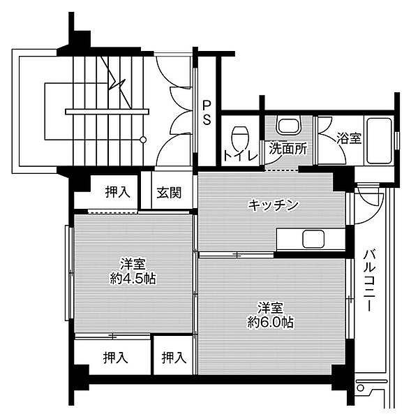 ビレッジハウス見川1号棟 0503｜茨城県水戸市見川町(賃貸マンション2K・5階・33.54㎡)の写真 その2