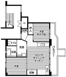 ビレッジハウス上三川2号棟 2LDKの間取図画像