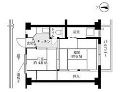 ビレッジハウス早野2 2Kの間取図画像