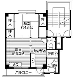 ビレッジハウス平出3号棟 2Kの間取図画像