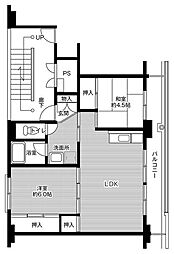 ビレッジハウス佐野菊川2号棟 2LDKの間取図画像