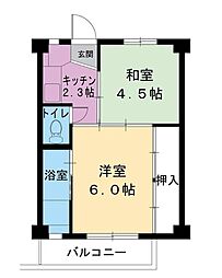 ビレッジハウス上田2号棟 2Kの間取図画像