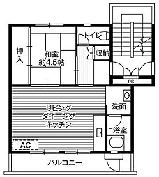 ビレッジハウス結城第二1号棟 1LDKの間取図画像
