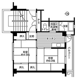 ビレッジハウス五所宮1 2Kの間取図画像
