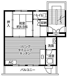 ビレッジハウス岩間2号棟 1LDKの間取図画像