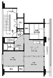ビレッジハウス魚津北2号棟 3DKの間取図画像