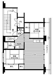 ビレッジハウス御代田2 2LDKの間取図画像