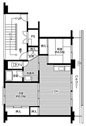 ビレッジハウス上北島2号棟 2LDKの間取図画像