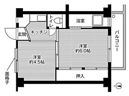 ビレッジハウス早野3 2Kの間取図画像