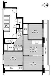 ビレッジハウス上三川2号棟 3DKの間取図画像