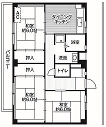 ビレッジハウス二宮2号 3DKの間取図画像