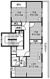 ビレッジハウス発寒2号棟 3LDKの間取図画像