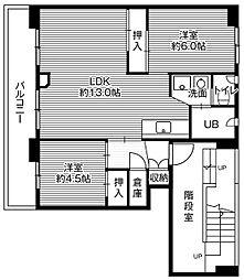 ビレッジハウス大町1 2LDKの間取図画像