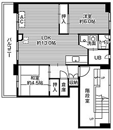 ビレッジハウス大成2 2LDKの間取図画像