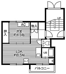 ビレッジハウス帯広2 1LDKの間取図画像