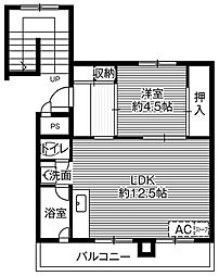 ビレッジハウス富丘7号棟 1LDKの間取図画像