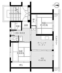 ビレッジハウス好間2号棟 3DKの間取図画像