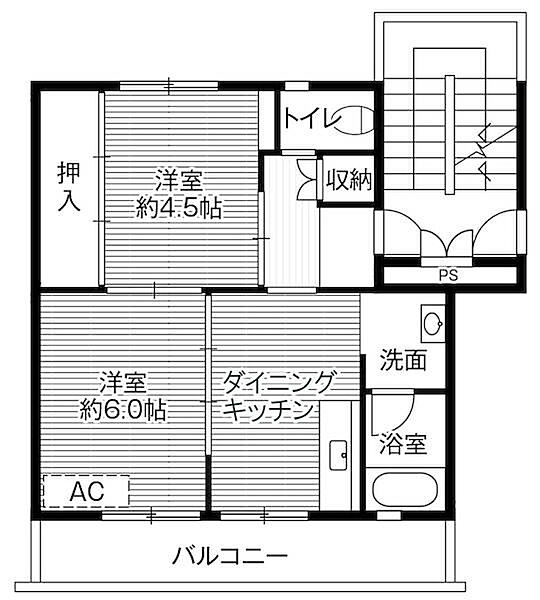 ビレッジハウス石鳥谷1号棟 0103｜岩手県花巻市石鳥谷町北寺林第１１地割(賃貸マンション2DK・1階・39.83㎡)の写真 その2