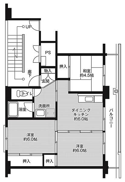 ビレッジハウスひといち2号棟 0503｜青森県八戸市大字櫛引(賃貸マンション3DK・5階・53.08㎡)の写真 その2