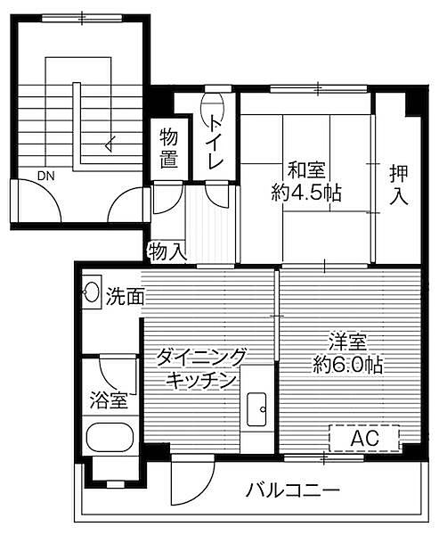 ビレッジハウス金ヶ崎1号棟 0104｜岩手県胆沢郡金ケ崎町西根宿内川(賃貸マンション2DK・1階・38.06㎡)の写真 その2