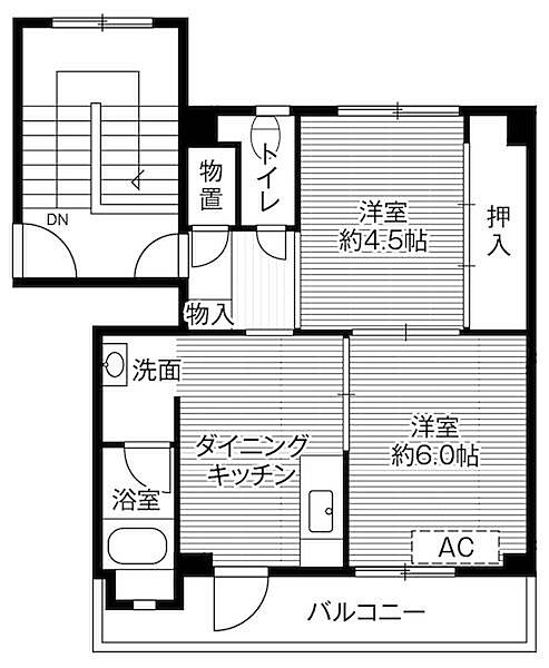 ビレッジハウス浜の町2号棟 0104｜青森県弘前市大字浜の町西２丁目(賃貸マンション2DK・1階・38.06㎡)の写真 その2