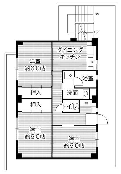 ビレッジハウス津2号棟 0105｜三重県津市神戸(賃貸マンション3DK・1階・57.96㎡)の写真 その2